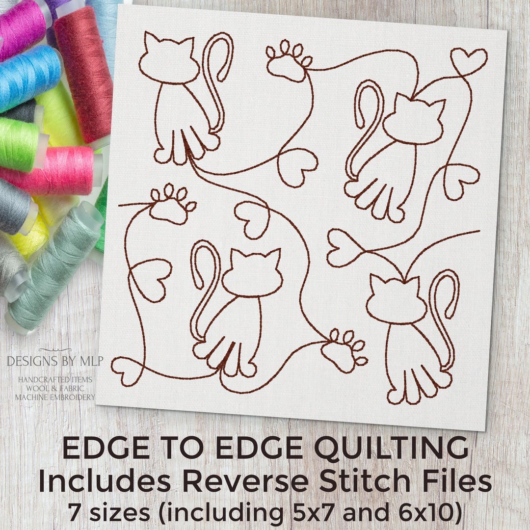 Cat Kitty Paws E2E Quilt Block Machine Embroidery Quilting Design ...