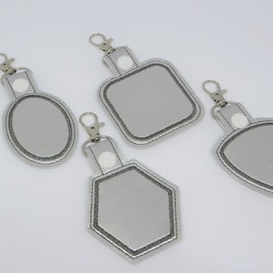 Machine Embroidery Design, 4 Basic Shapes Blank Key Fob ITH Machine Embroidery Pattern, Satin Frames, Snap Tab Pattern Instant Download, 4x4