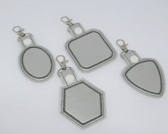 Machine Embroidery Design, 4 Basic Shapes Blank Key Fob ITH Machine Embroidery Pattern, Satin Frames, Snap Tab Pattern Instant Download, 4x4