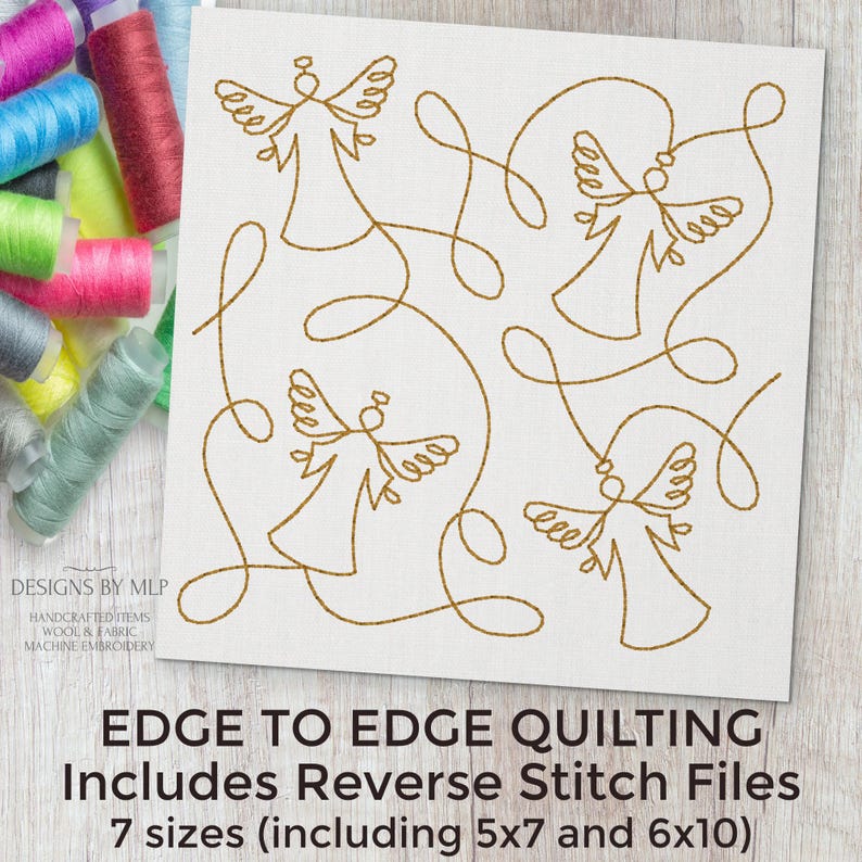 Angels Wings E2E Quilt Block Machine Embroidery Design, Continuous Line ...