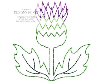 Scottish Thistle Machine Embroidery Design, Vintage Style Sashiko Stitch Machine Embroidery Pattern, 4x4, 2 sizes, in the hoop embroidery