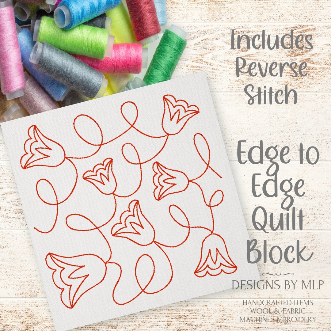 Bell Flower Edge to Edge Quilt Pattern, E2E Continuous Line Single Run