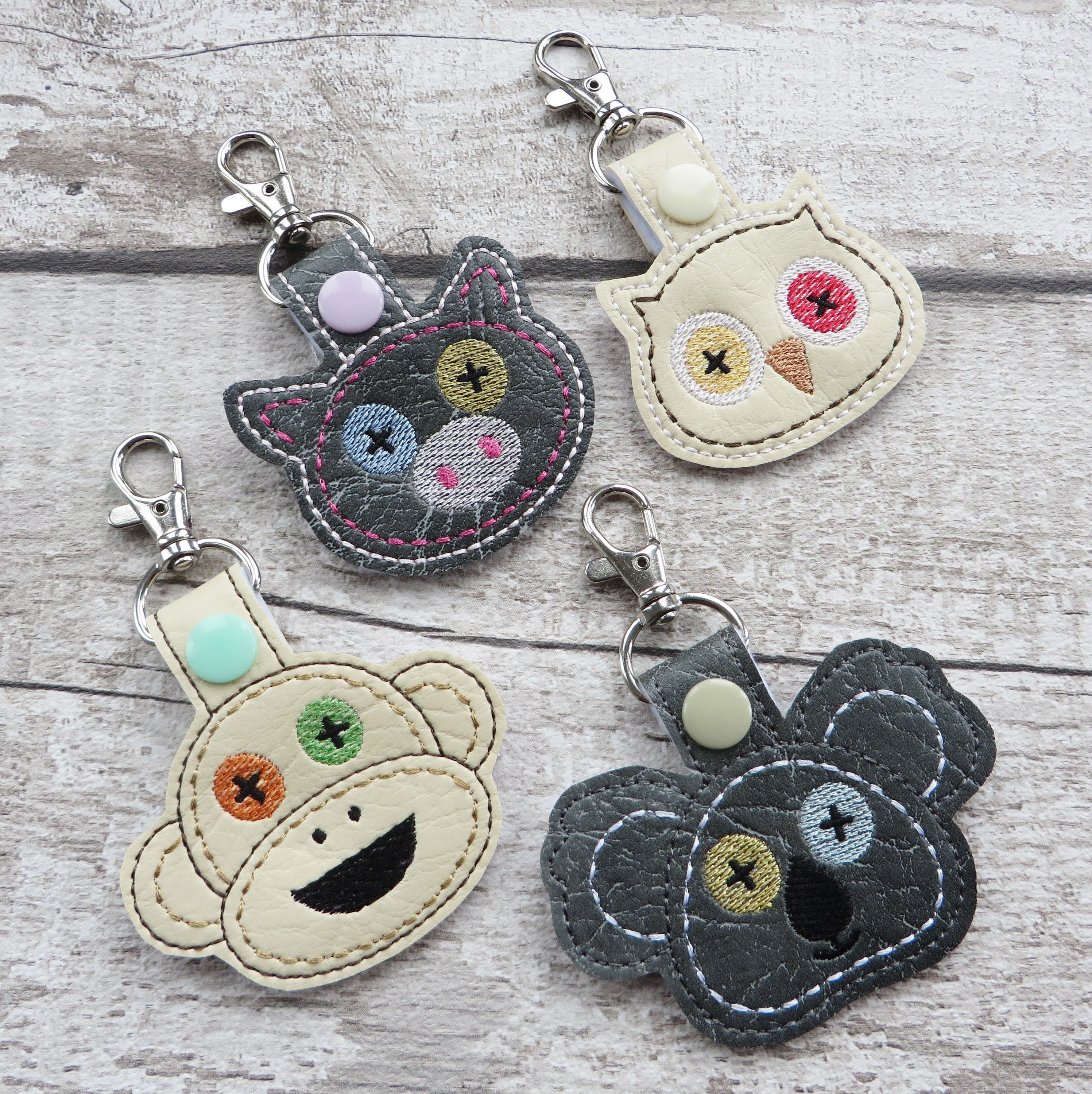 Monkey Machine Embroidery Key Fob Design Snap Tab Pattern | Etsy