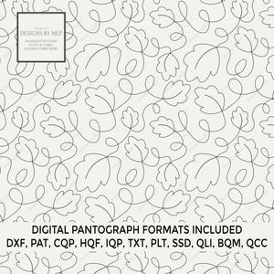 Höstlöv Pantograf Quiltmönster, Kant till kant E2E Longarm Design, Digital Nedladdning, Populära Datoriserade Format
