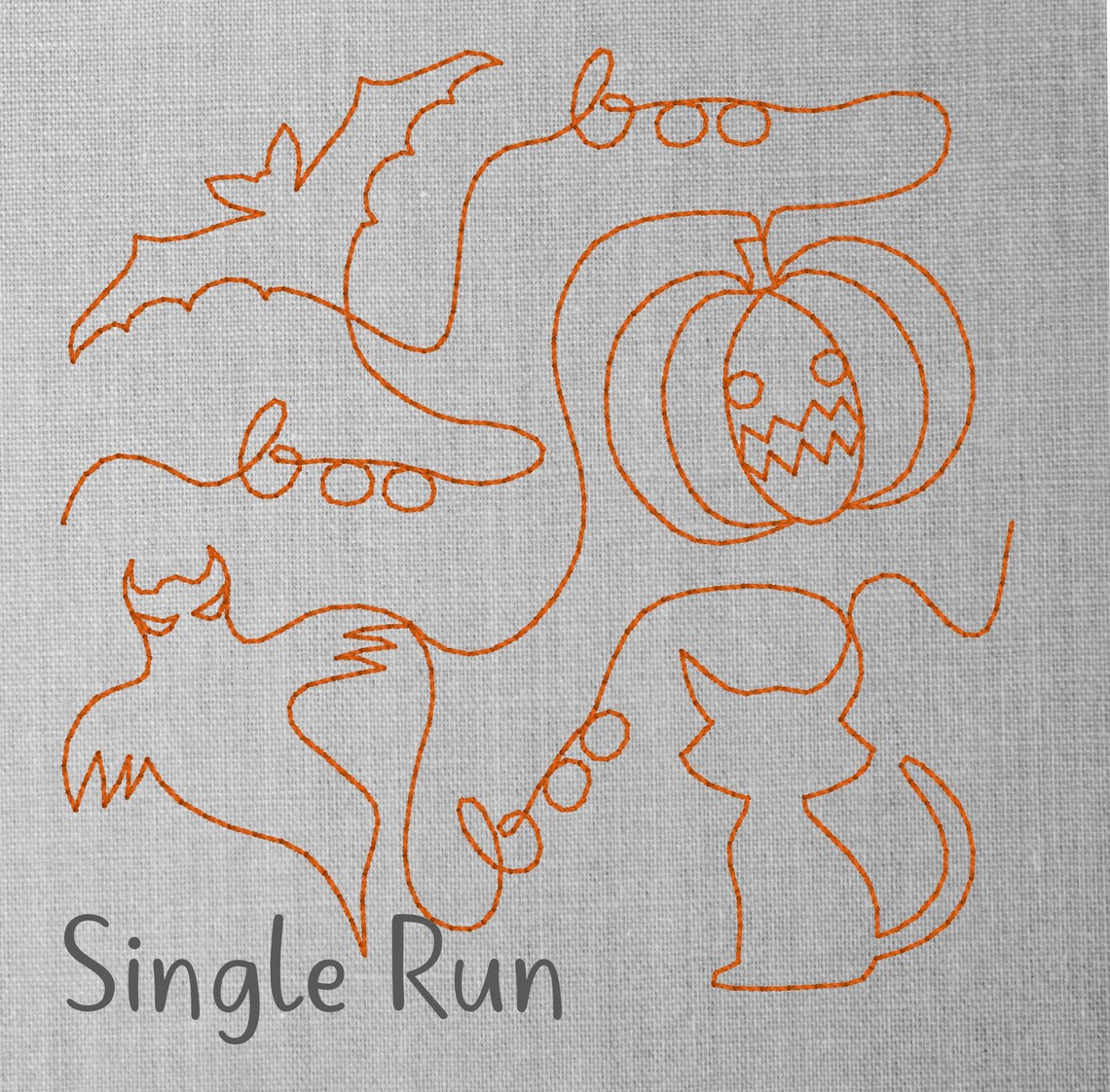 Ghost Pumpkin Bat Cat Edge to Edge Quilt Pattern, E2E Quilt Block ...