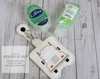 Semi Truck Embroidery Hand sanitizer Holder Pattern, Big Rig, Pocketbac holder case, Snap Tab Pattern, ITH Machine Embroidery Design 5by7
