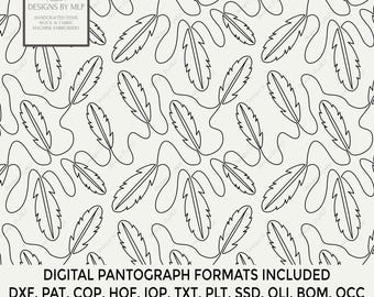 Bird Feathers Pantograph Quilting Pattern, Edge to Edge E2E Longarm Design, Digital Download, Popular Computerized Formats