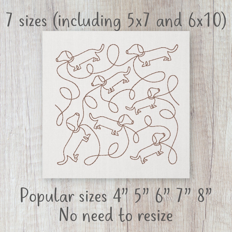 Dachshund Dog Edge to Edge Quilt Pattern, E2E Continuous Line Single ...