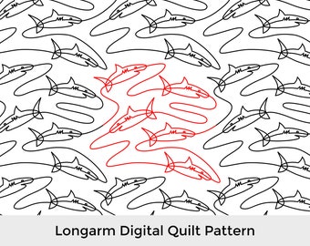 Shark Panto, E2E Longarm Quilting Pattern, Edge to Edge Digital Pantograph, Continuous Line Design for Computerized Quilting Machines,