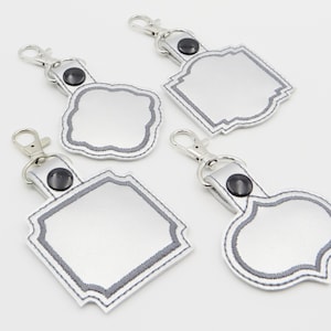 Machine Embroidery Design, Set of 4 Blank Key Fob ITH Machine Embroidery Pattern, Fancy Retro Frames, Snap Tab Pattern Instant Download, 4x4