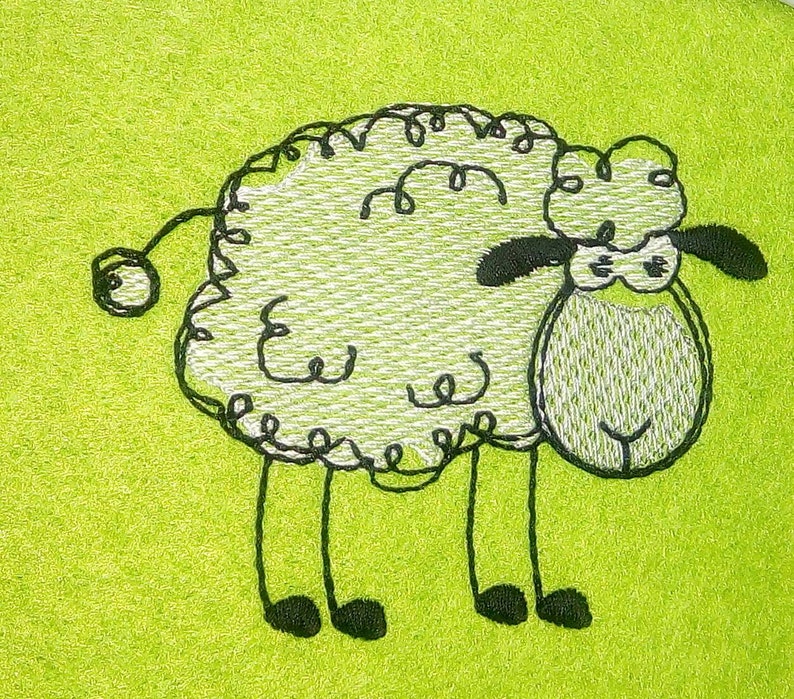 Machine Embroidery Design Cute Woolly Sheep Quick Stitch Etsy Australia