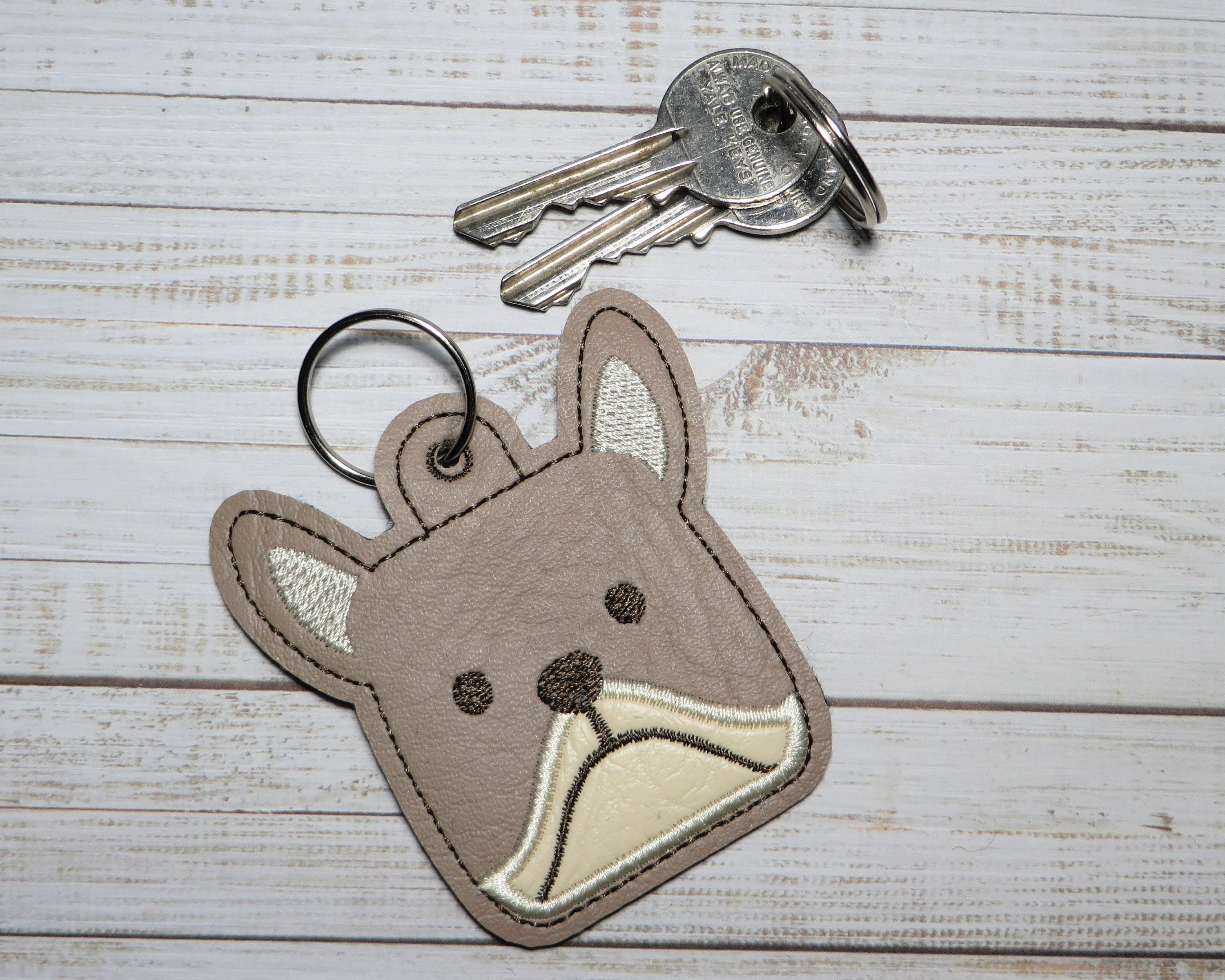 Machine Embroidery Key Fob Designs Grumpy Dog Head in the Etsy UK