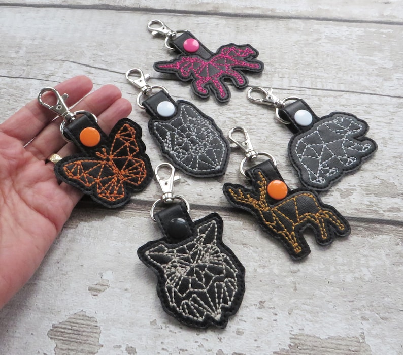 Embroidery Key Fob Design Set of 6 Animal Machine Embroidery Etsy