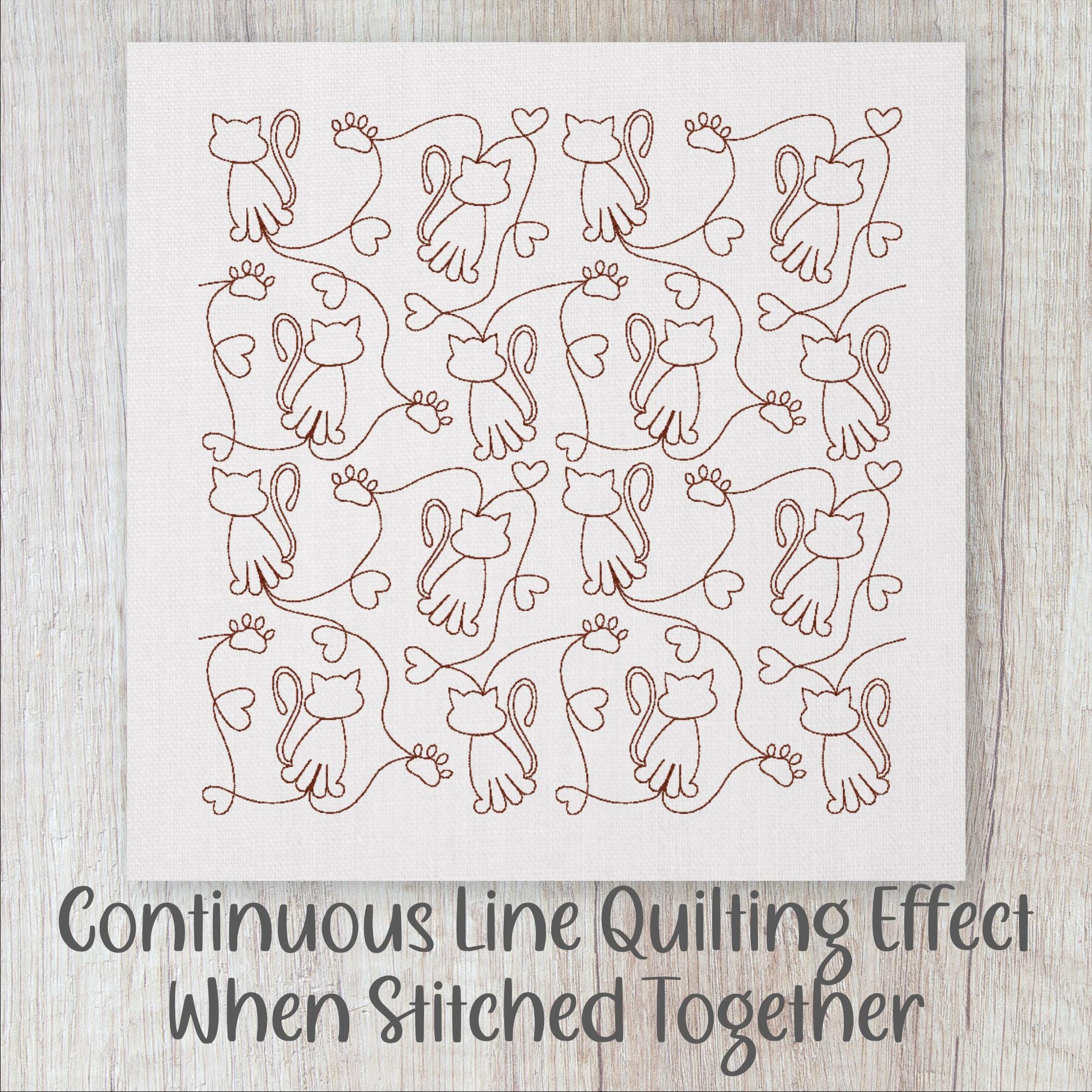 Cat Kitty Paws E2E Quilt Block Machine Embroidery Quilting Design ...