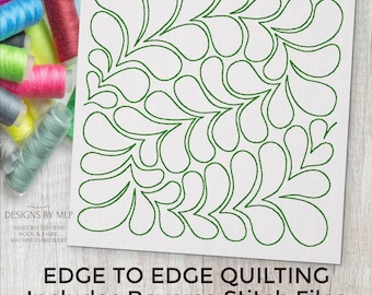 Federn E2E Quilt-Block Maschinenstickerei Quilt-Design, Kontinuierliche Linie Single Run, Quilt-Muster von Kante zu Kante, ITH Rückstich
