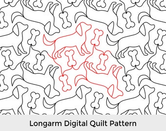 Adorable Dog Bone Pup Quilting Design, Edge to Edge Pantograph for Longarm Machines, Easy Continuous Quilting, Digital Longarm Pattern