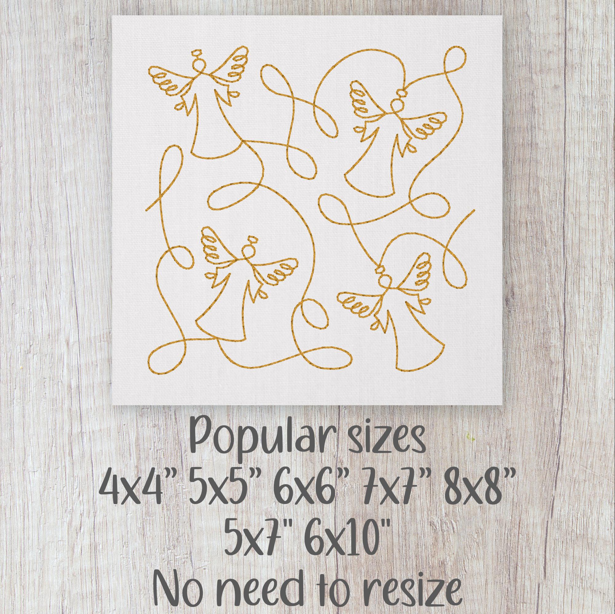 Angels Wings E2E Quilt Block Machine Embroidery Design, Continuous Line ...