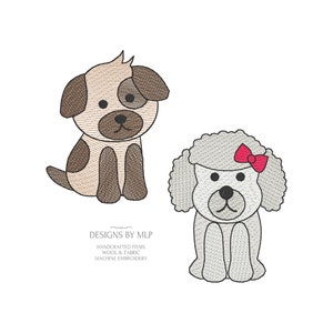 Motifs de broderie chien, motif chiot mignon, point rapide, motif de broderie machine de style croquis, remplissage clair, 3 tailles, téléchargement immédiat