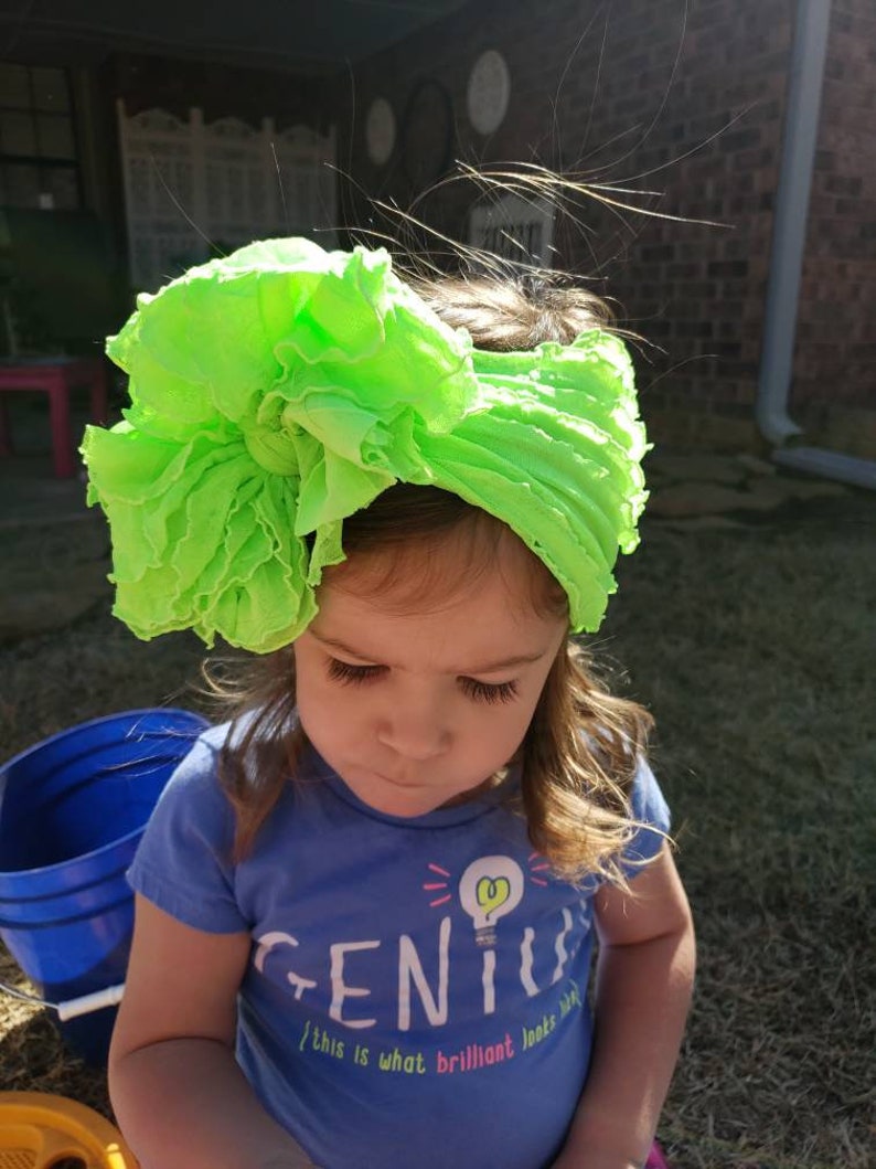 Neon Green Messy Bow Headband