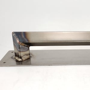 Unique Tig Welded 10&quot; Barn Door Handle Pull Buffed Finish Artsy Raw Steel Color