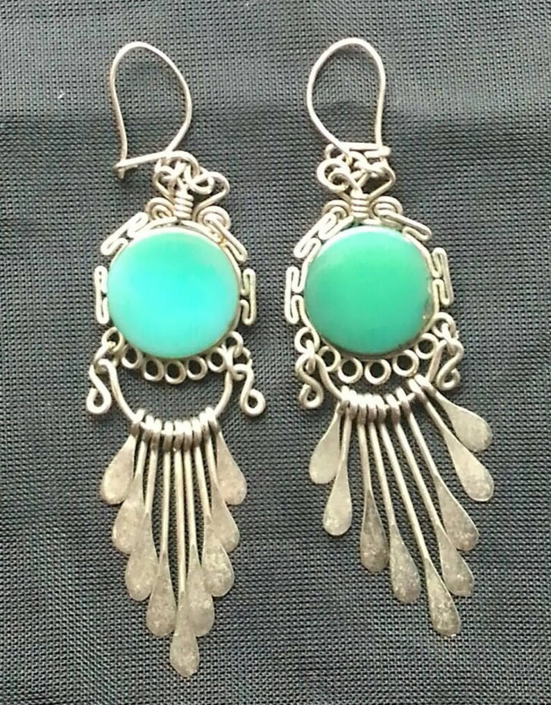 Vintage 1990/'s Handcrafted Agate Stone Silver Brooch /& Earrings Gift Set