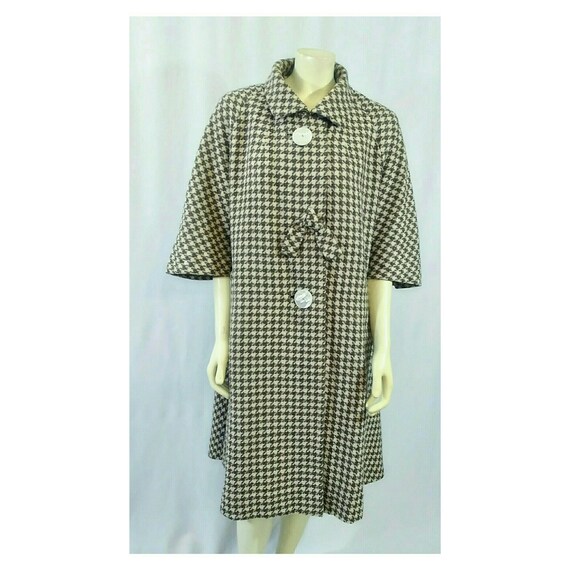 Vintage 1950's Swing Coat Wool Tweed and Tan Chec