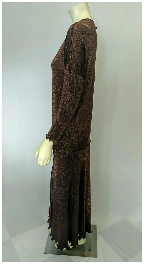 Vintage 1970's; Knit Dress Copper Metallic; Disco… - image 4