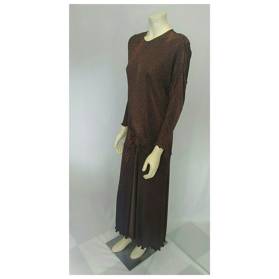 Vintage 1970's; Knit Dress Copper Metallic; Disco… - image 5