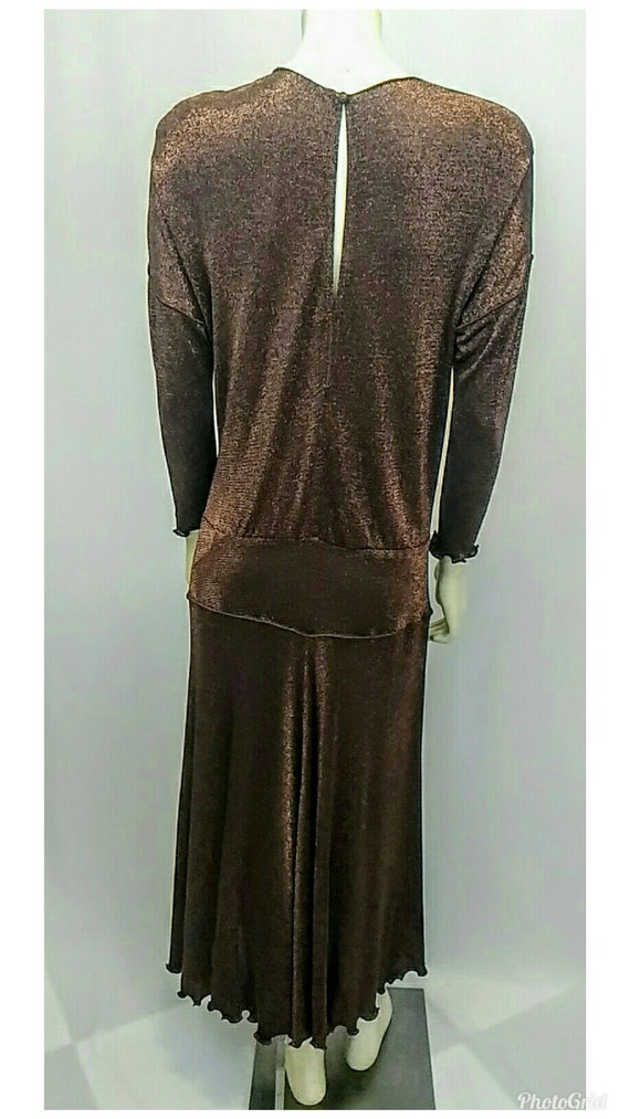 Vintage 1970's; Knit Dress Copper Metallic; Disco… - image 8