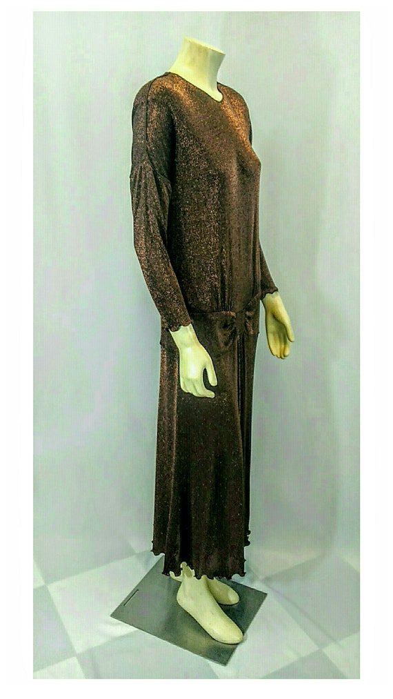 Vintage 1970's; Knit Dress Copper Metallic; Disco… - image 6