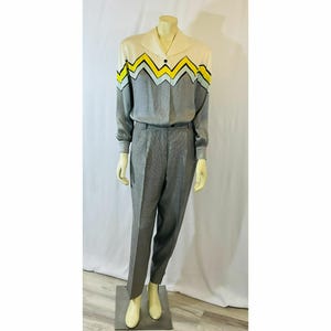 Vintage 1980s Escada Designer Margaretha Ley Silk & Silk Wool Pant Set. Designer 1980s Fashion, Escada 1980s, Designer Pant Set/Pant Suit