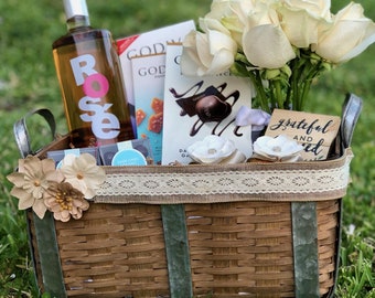 Large Wicker and Metal Gift Basket