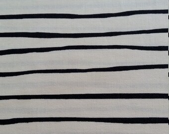 Wiggly STRIPES FABRIC by Jan Mullen, black on off-white, OOP