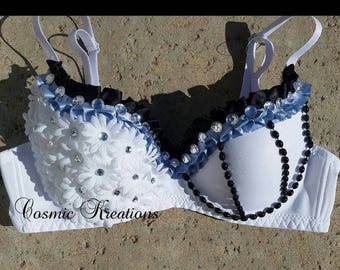 White mini Daisy Rave Bra | Festival Bra