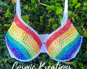 Rainbow Theme Bra | Festival Bra | Rave Bra |