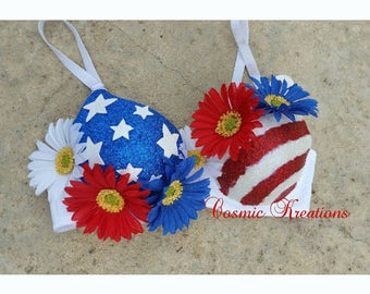 American Flag Rave Bra | Festival Bra