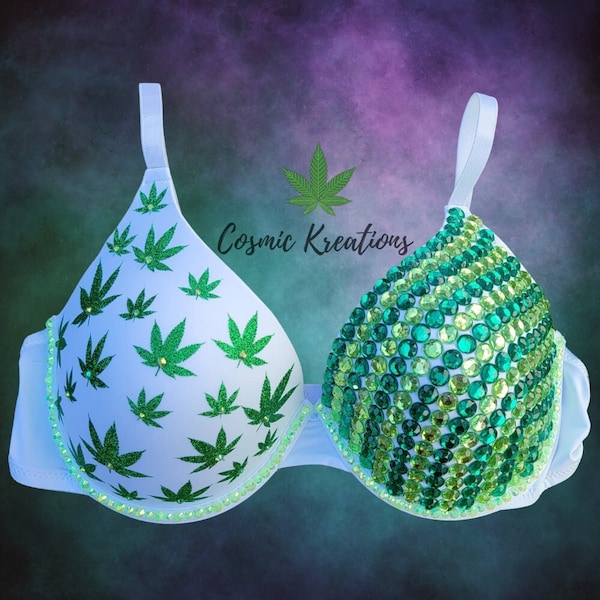 420 | Cannabis | Weed Leaf Theme Bra | Festival Bra | Rave Bra