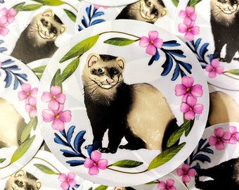Ferret Sticker - Sable Ferret Decal - Illustration -   Laptop Decal - Decoration - Fur Noodle - Pet - Gift - Animal Drawing