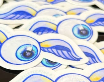 Flying Evil Eye | Evil Eye with wings | Blue Eye | Protection | Water Resistant Sticker | Water Bottle, Laptop | Eye of Horus