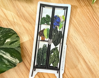 Milsbo Greenhouse Cabinet CLEAR Sticker | Botany | Houseplants | Plants | Begonia | Alocasia | Anthurium | Decal | Waterproof