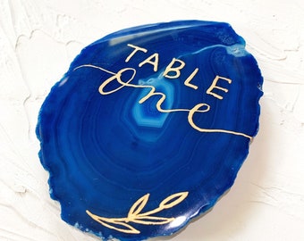Agate Table Numbers | Geode Table Number Card | Wedding Table Number with Calligraphy | Custom Table Setting | Event Decoration