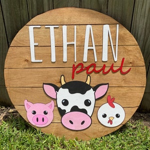 Farm Animal Nursery Baby Name Sign SVG Digital File
