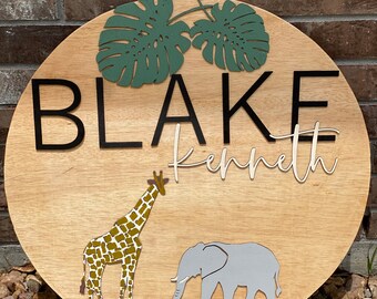 Safari Nursery Baby Sign SVG FILE for Laser Cut Signs Licence d’utilisation personnelle / commerciale incluse