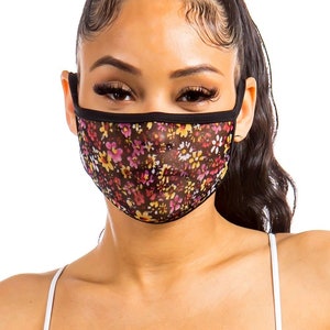 Single Layer Mesh | Flower Print Face Mask | Breathable | See-Through | Made in USA