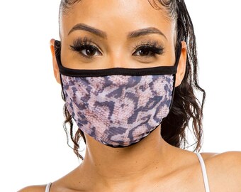 Python Snake Print Face Mask | Mesh Single Layer | Breathable | See-Through | Made in USA