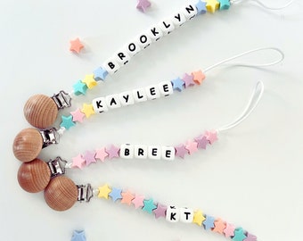 Stars Personalized Pacifier Clip | Rainbow Pacifier Clip | Baby Shower Gift | Custom Binky Holder