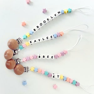Stars Personalized Pacifier Clip | Rainbow Pacifier Clip | Baby Shower Gift | Custom Binky Holder