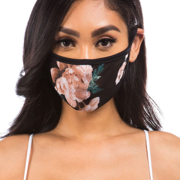 Floral Sheer Mesh Face Mask | Single Layer | See-Through | Breathable | Made in USA