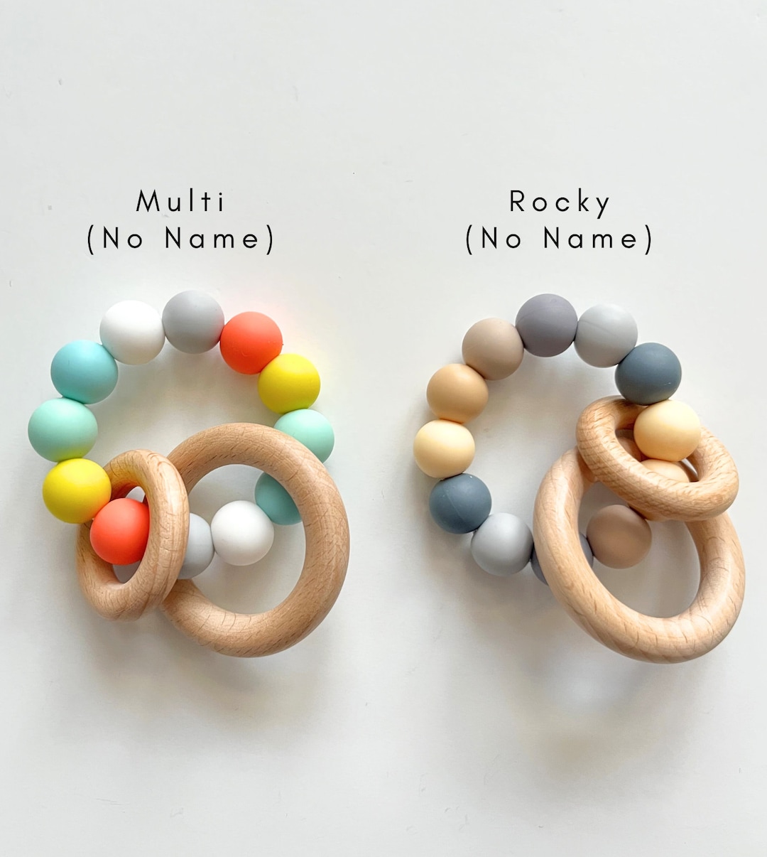 Wooden Silicone Sensory Ring | Personalized Silicone Rattle Ring ...