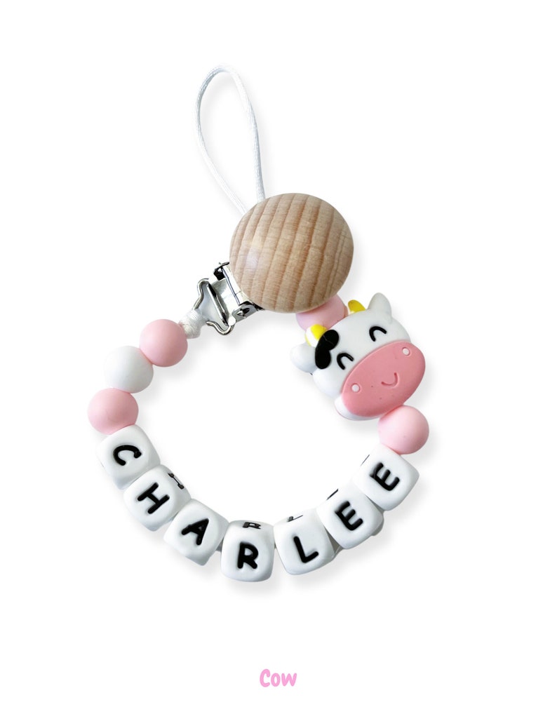 Pacifier Clip Personalized Custom Binky Pacifier Holder With Name Dummy Clips Custom Baby Shower Gift Wooden Beech Holder image 10